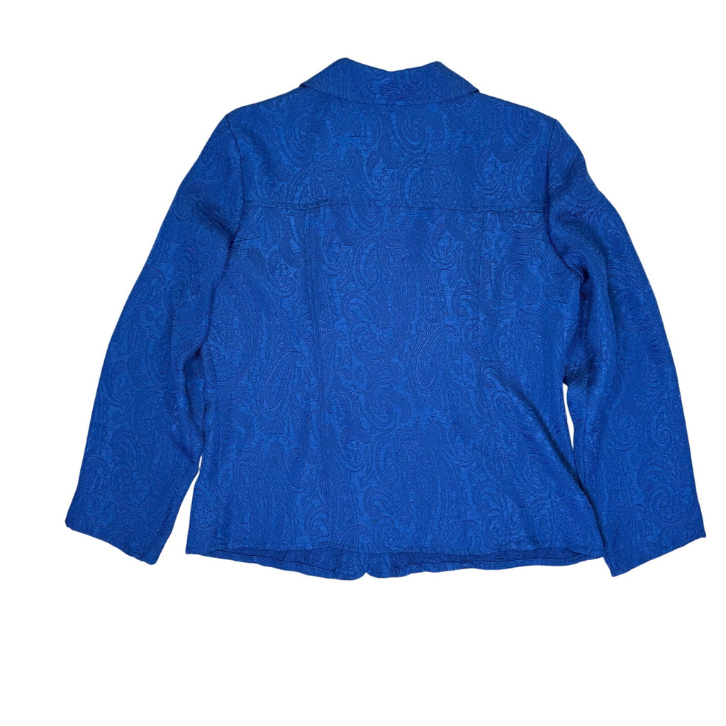 Vintage 90s Wear It Women's 2 Royal Blue Paisley Button Shirt Jacket USA
