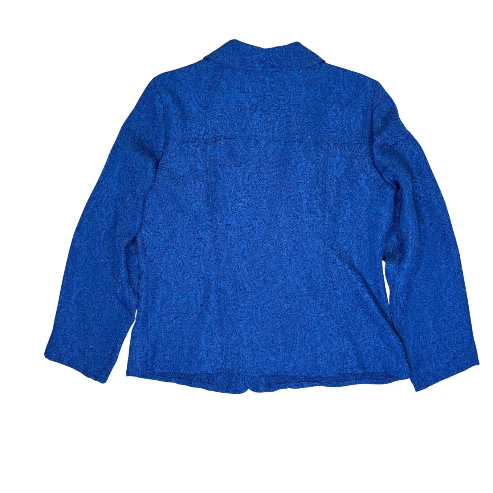 Vintage 90s Wear It Women's 2 Royal Blue Paisley Button Shirt Jacket USA