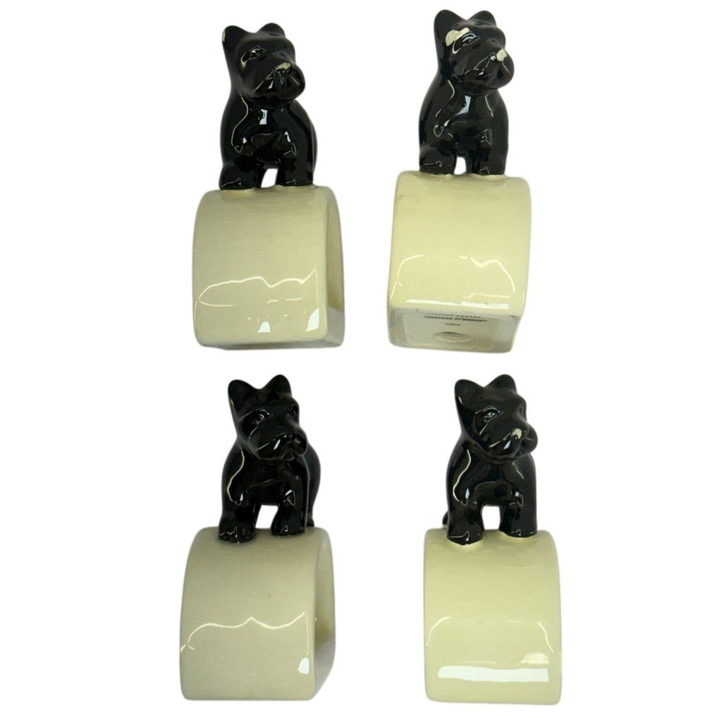 Vintage 2000s Thomas O'Brien Scotty Dog Napkin Rings Set of 4 Black Cream