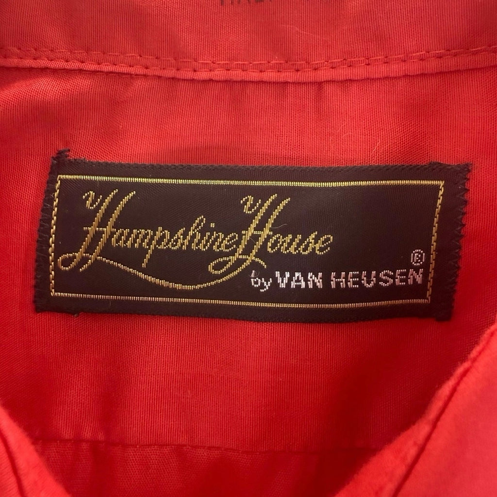 Vintage 80s Hampton House Van Heusen Red Camp Shirt Mens Medium 44 Chest