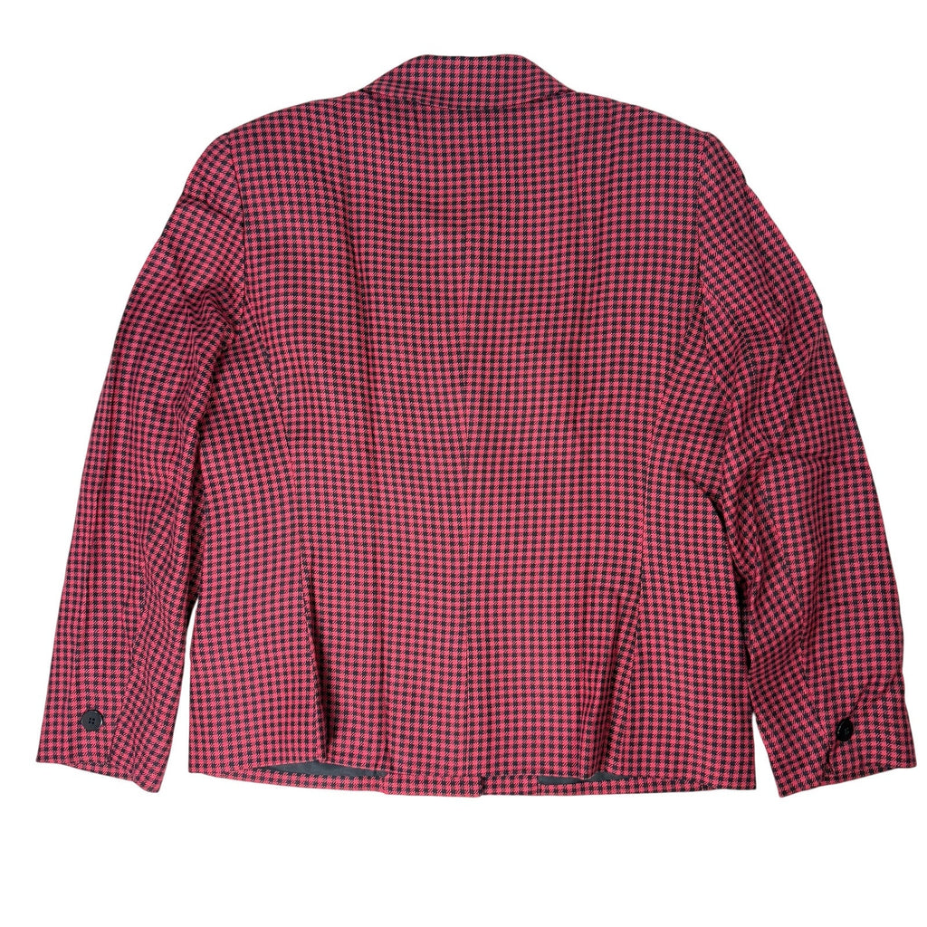 Vintage 90s Women's 12P Pink Houndstooth Blazer Jacket USA Made Rayon