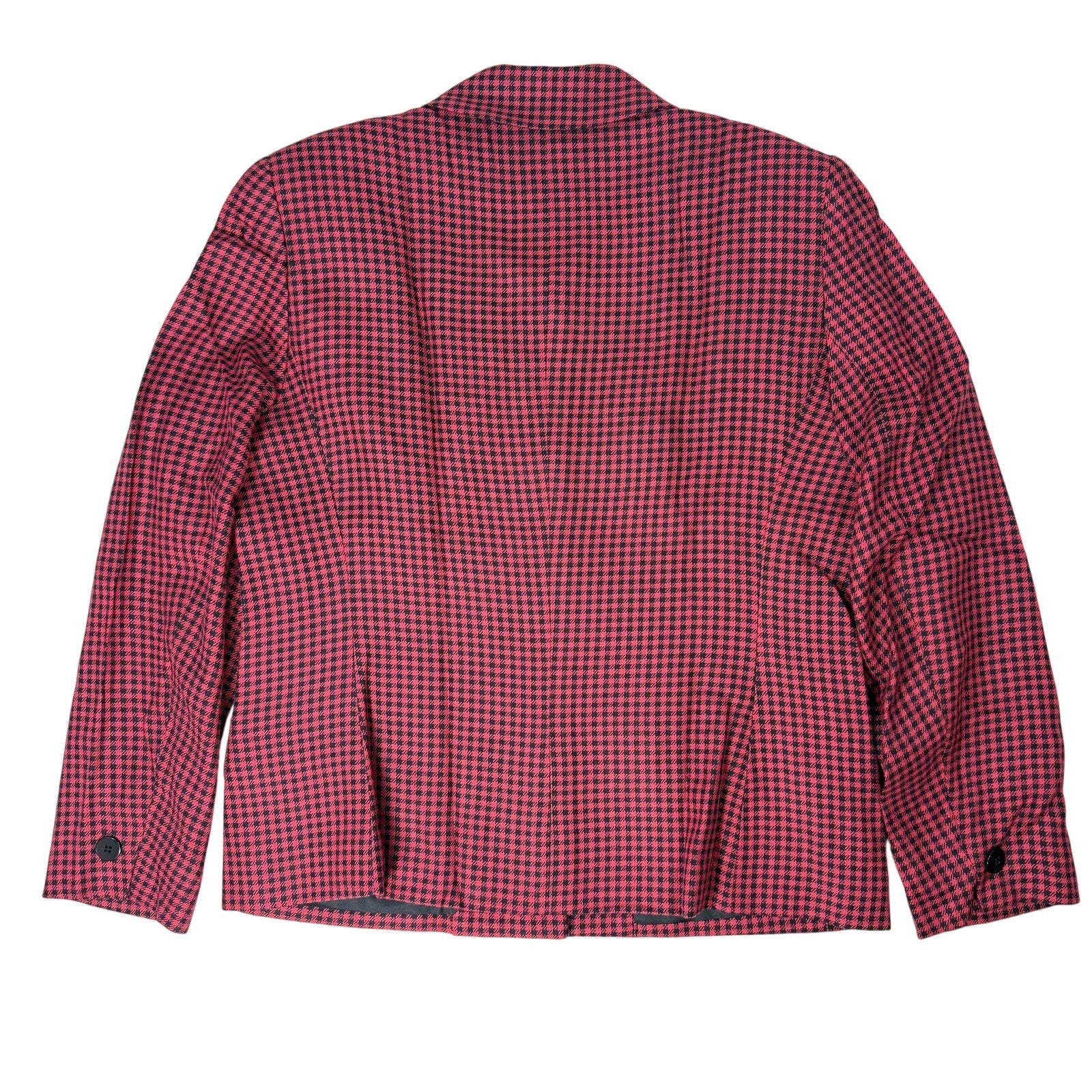 Vintage 90s Women's 12P Pink Houndstooth Blazer Jacket USA Made Rayon