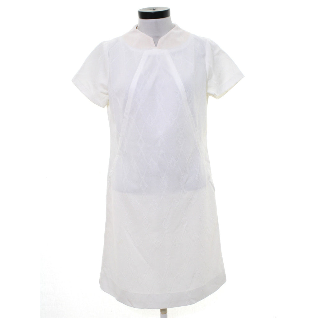 Vintage 70s Lady Carol White Textured Knit Shift Dress Nurse Women's Large