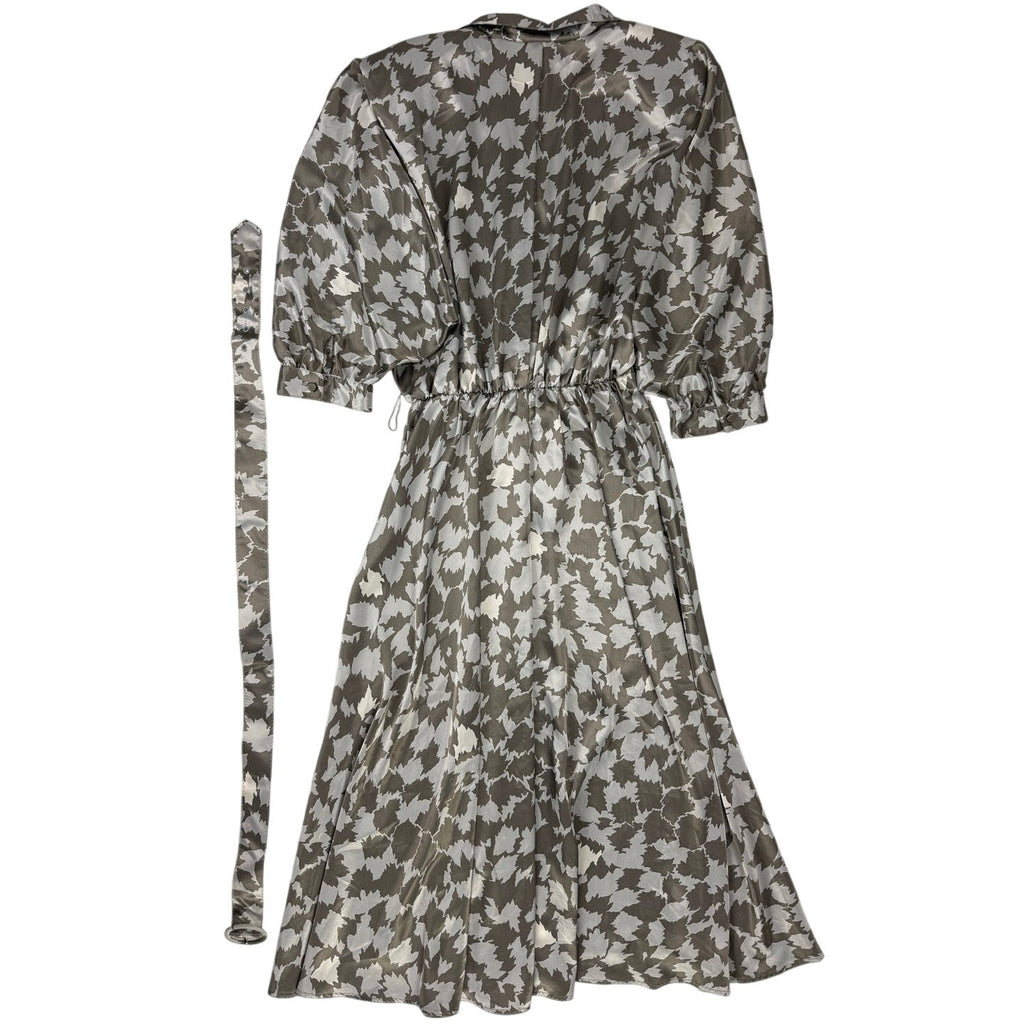 Vintage 1980s Willi of California Belted Abstract Print Midi Dress Women's 10