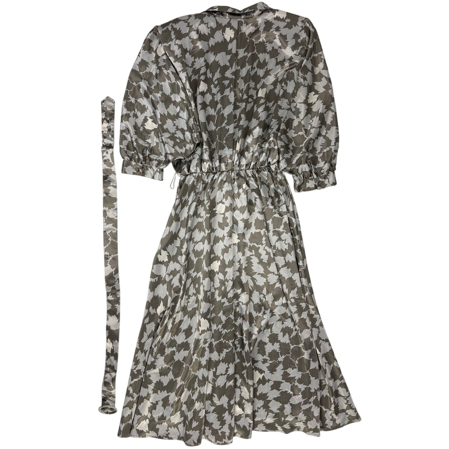Vintage 1980s Willi of California Belted Abstract Print Midi Dress Women's 10
