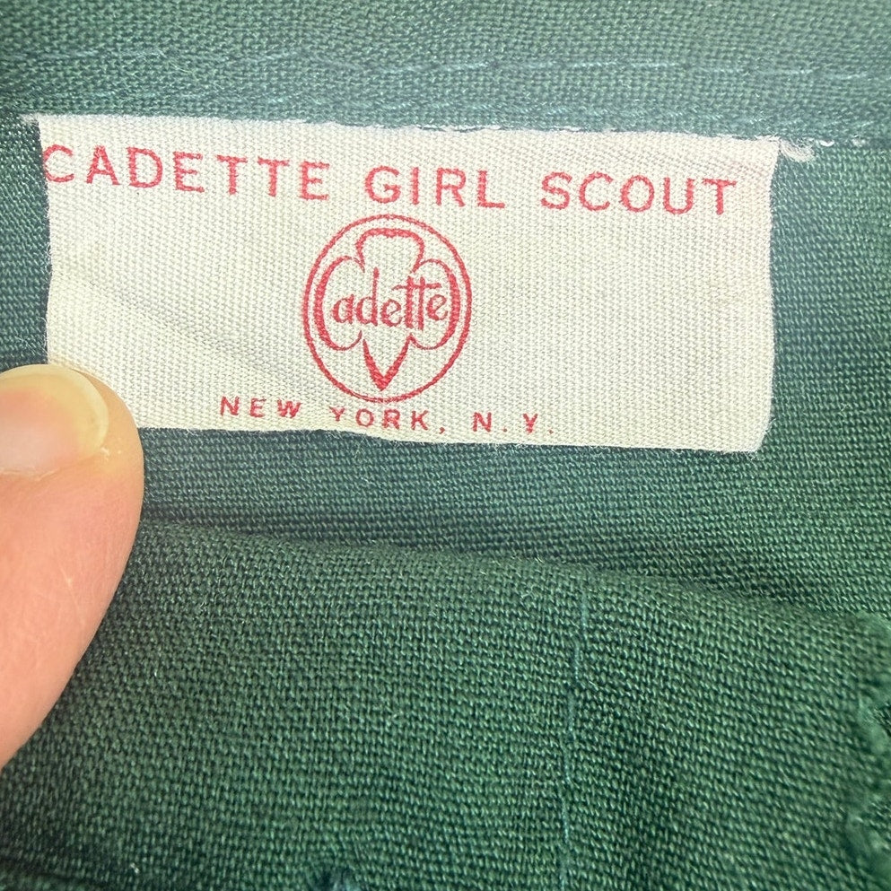 Vintage 1960s Cadette Girl Scout Green Uniform A-Line Skirt Youth 20 Waist