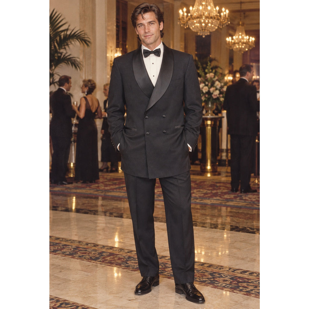 Vintage 90s After Six Positano II Black Wool Tuxedo Jacket 39XL