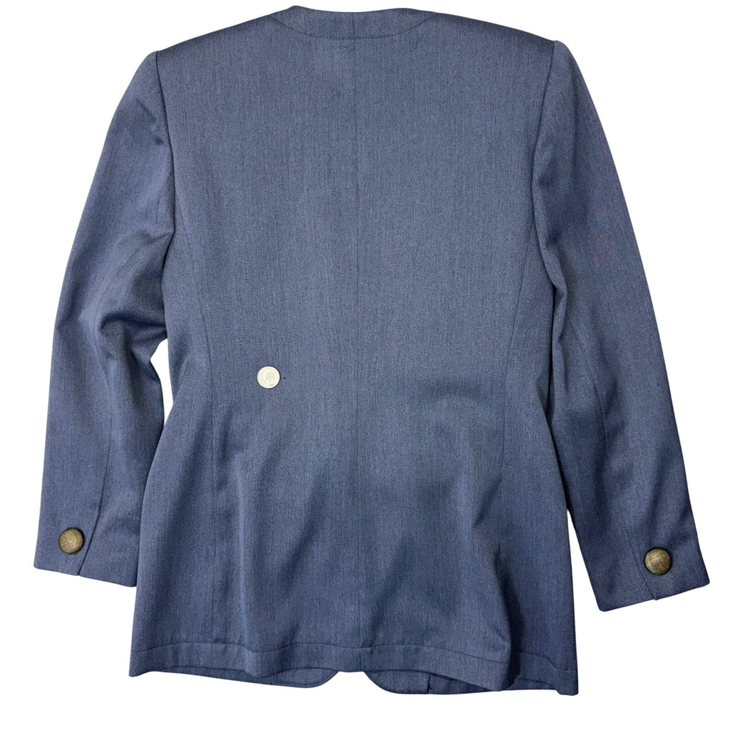 Vintage 90s Karen Scott Petites Women's 4 Purple Gray Blazer Lined Career Jacket