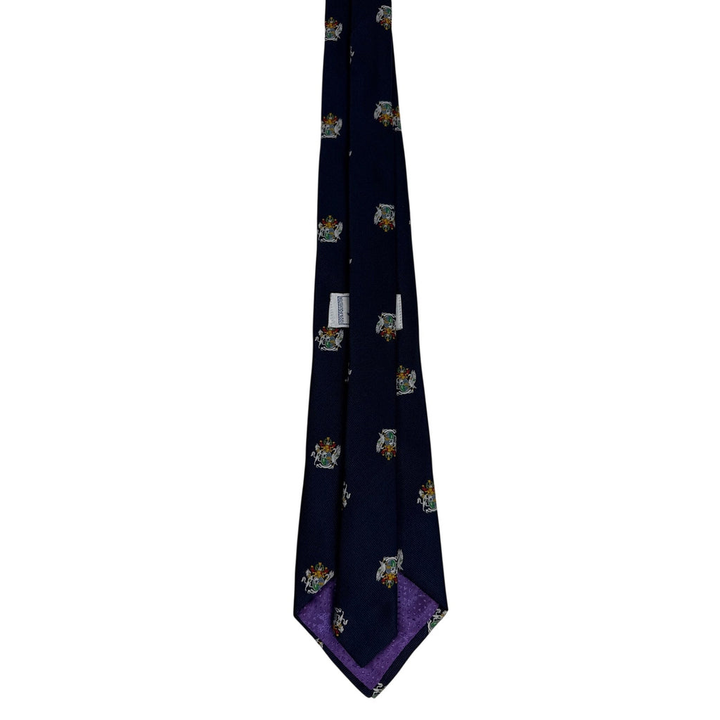 Vintage 80s Welbon Haskell Navy Heraldic Crest Polyester Necktie