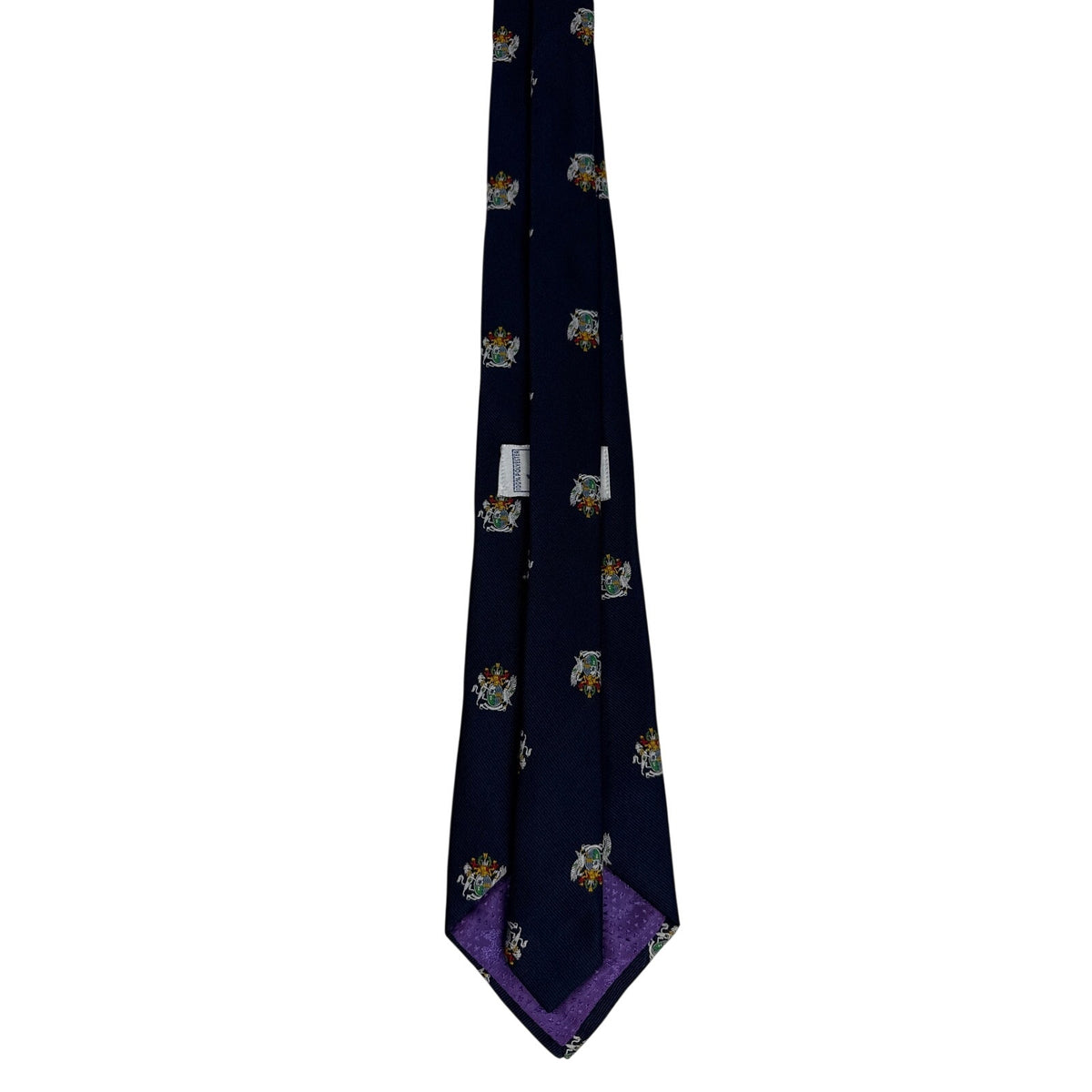 Vintage 80s Welbon Haskell Navy Heraldic Crest Polyester Necktie