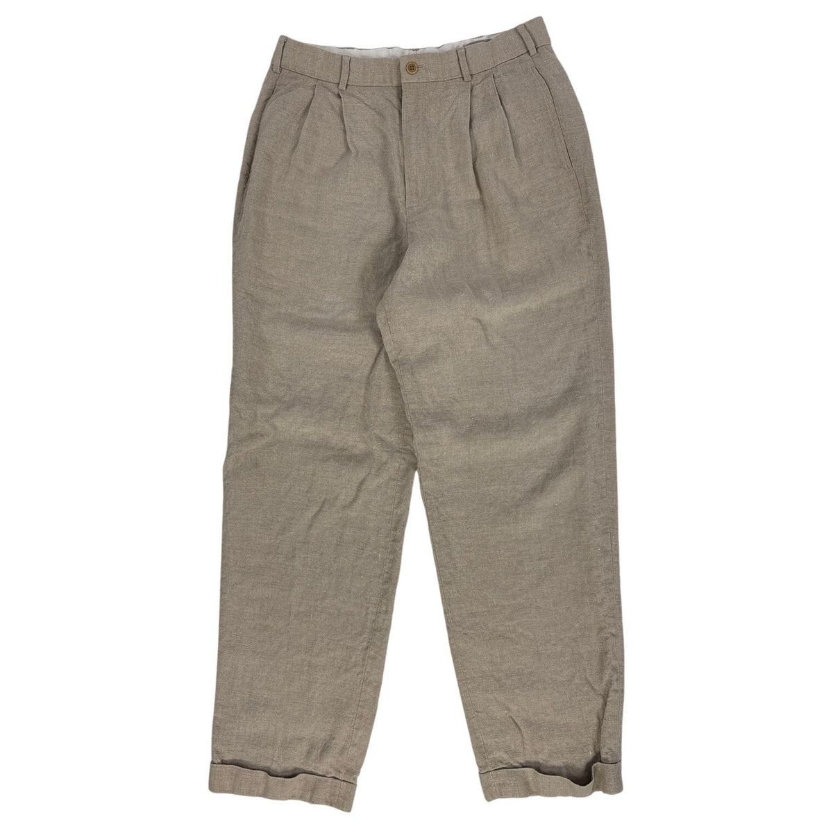 Vintage 90s Eddie Bauer Beige 100% Linen Pleated Pants Men’s 33x34
