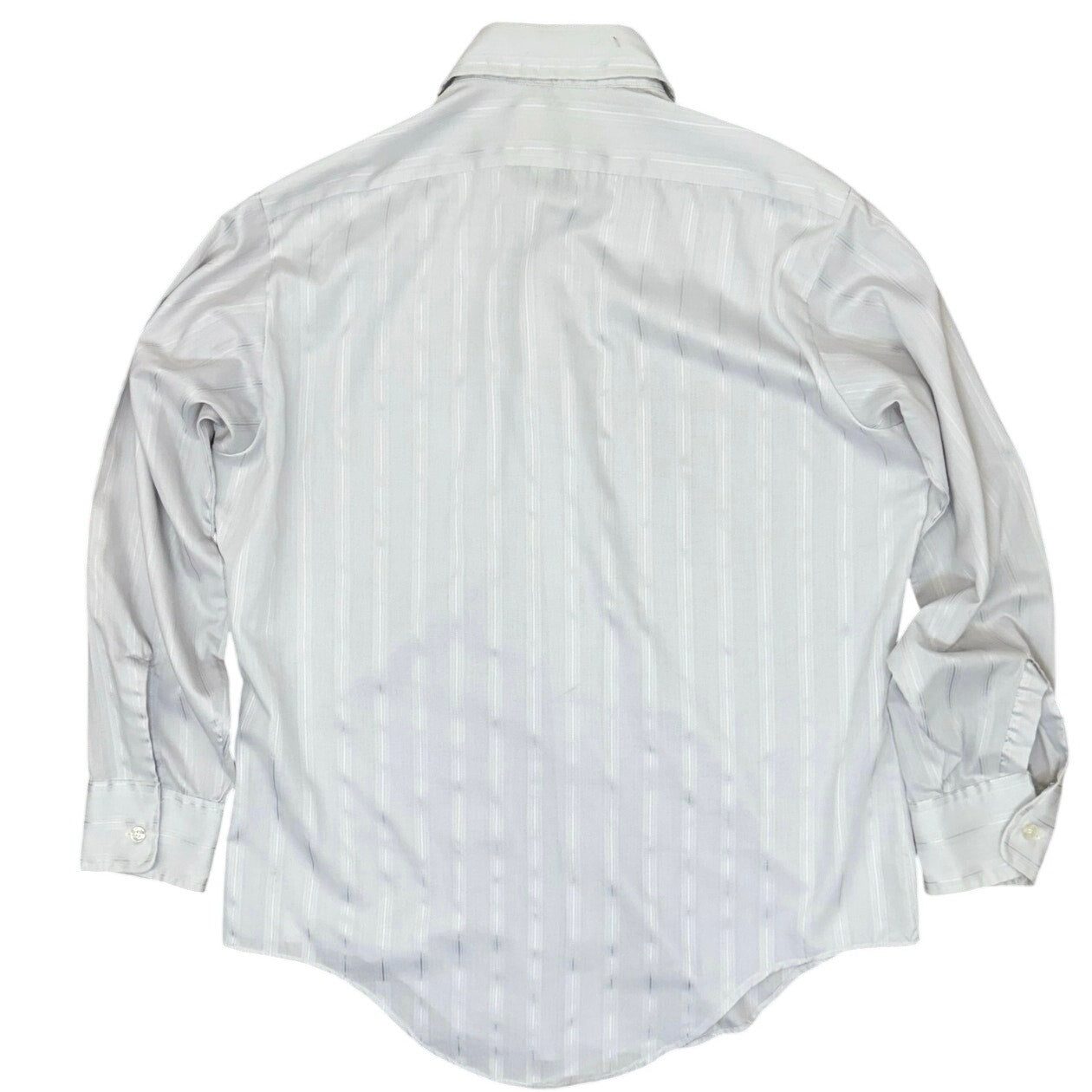 Vintage 80s Men's Medium Arrow Gray Stripe Button Front Dress Shirt 44 Chest