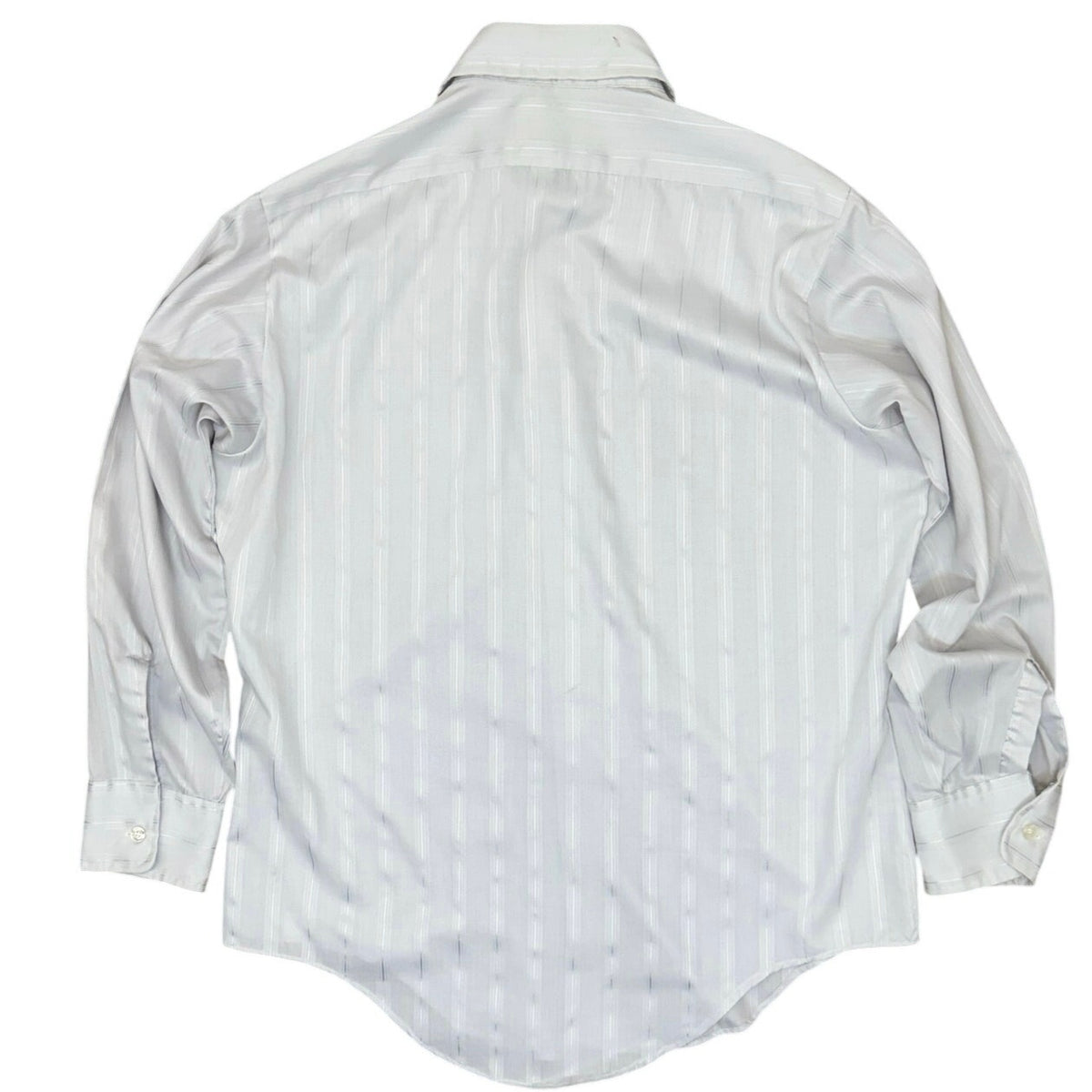 Vintage 80s Men's Medium Arrow Gray Stripe Button Front Dress Shirt 44 Chest