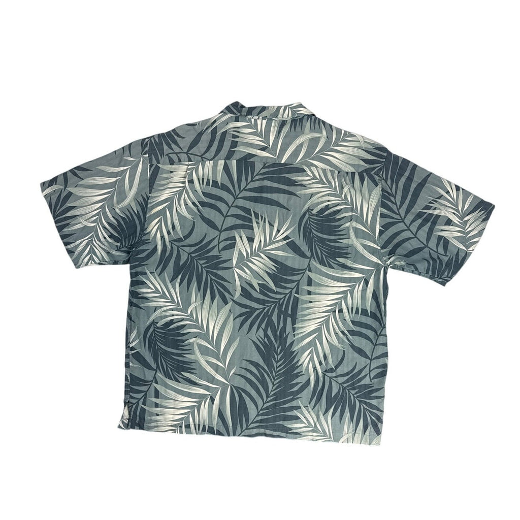 Vintage 90s Hilo Hattie Silk Hawaiian Shirt Green Foliage Men’s Large Chest 46"