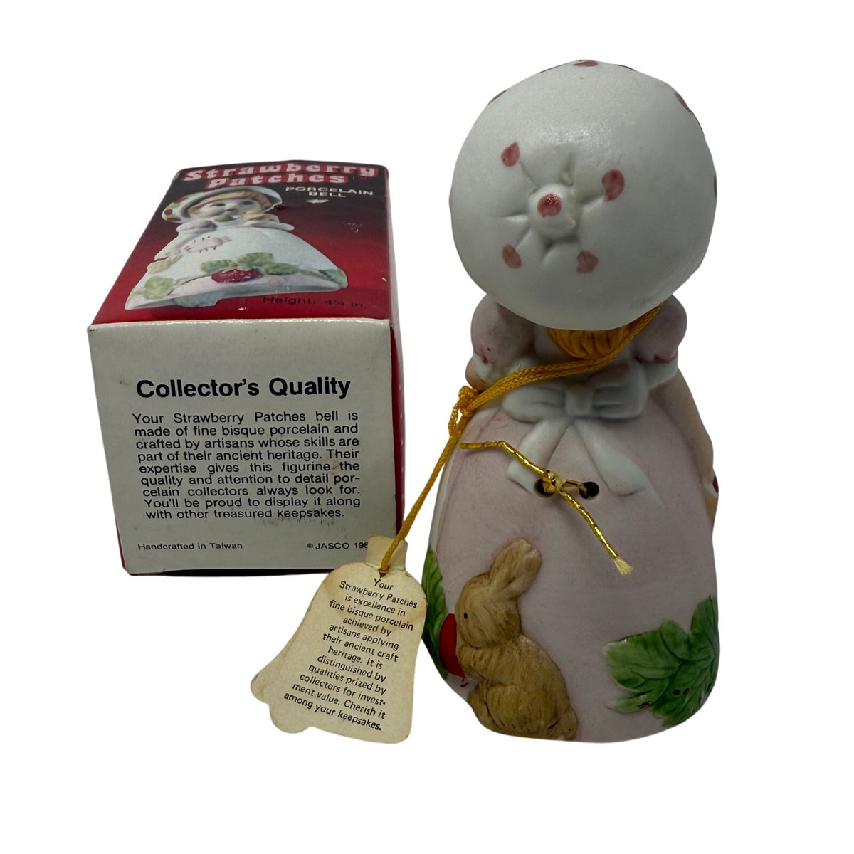 Vintage 80s Strawberry Patches Porcelain Bell Figurine Merri-Bells JASCO