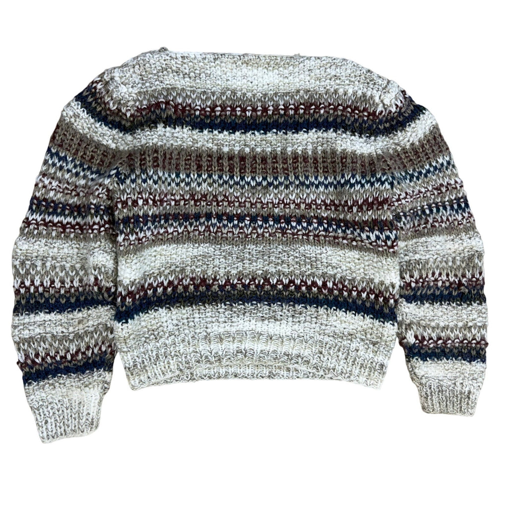 Vintage 80s Lauren Hansen Women's Medium Hand Knit Sweater Striped Cozy Acrylic