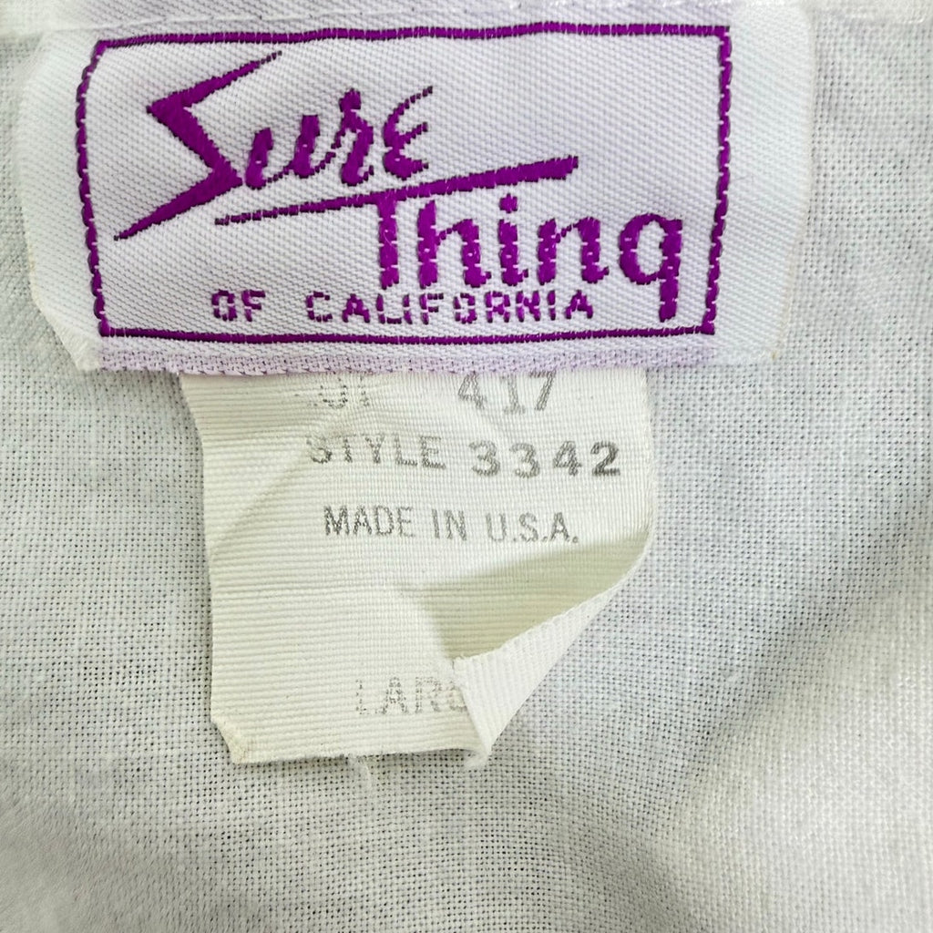 Vintage 80s Women Large Sure Thing White Lace Western Blouse Shirt USA