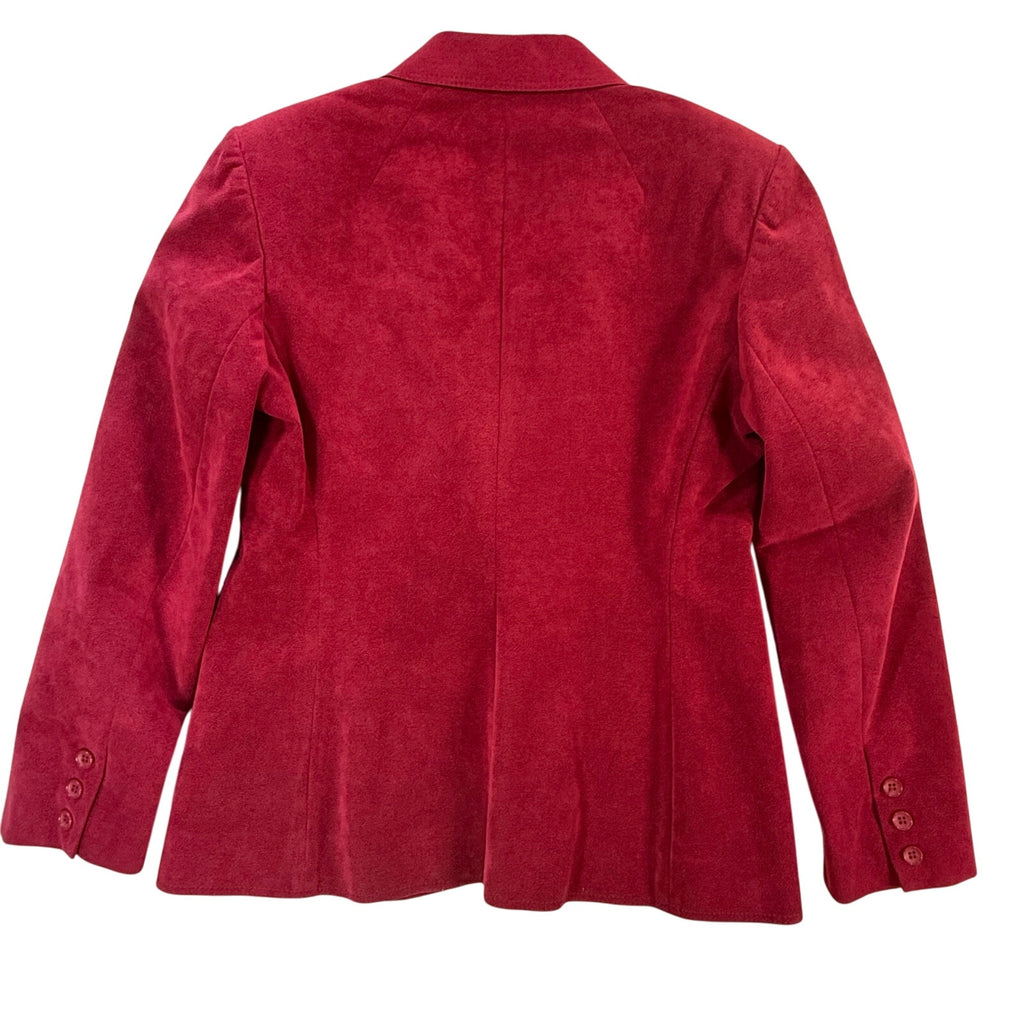 Vintage 70s Women's Medium Skirt Suit Lilli Ann Ultrasuede Fuchsia Red Union