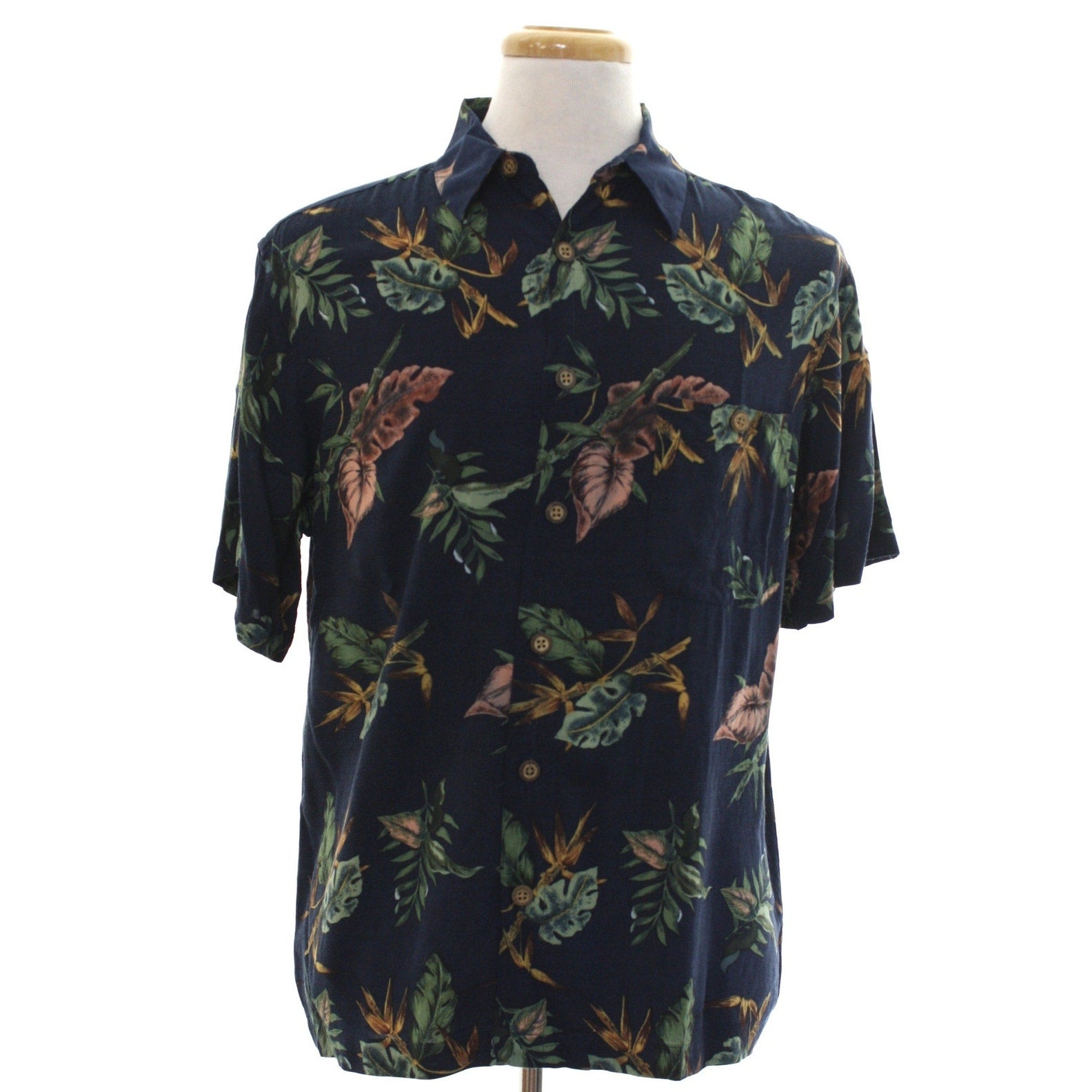 Vintage 90s M.E. Sport Rayon Hawaiian Tropical Camp Shirt Mens Medium