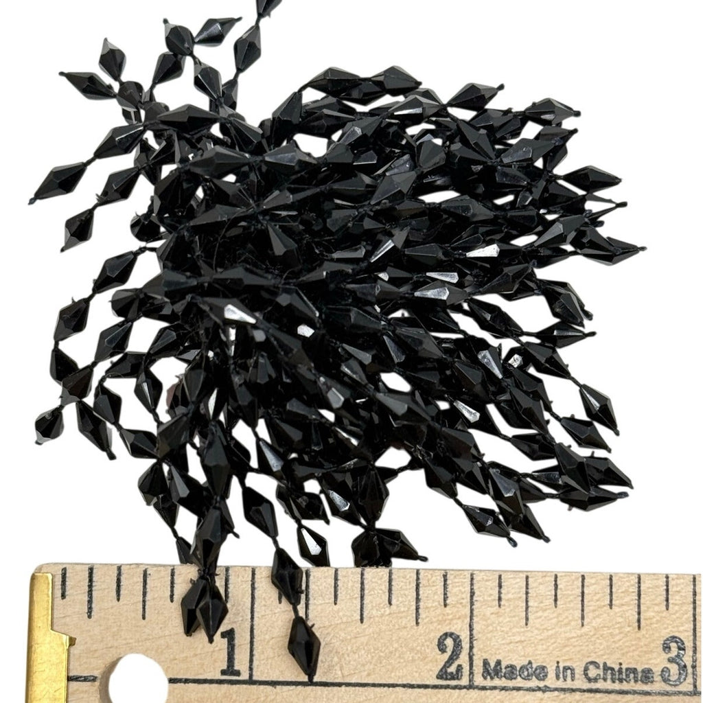 Vintage 1950s Black Beaded Fringe Shoe Clips Pair Retro Dress Accessories