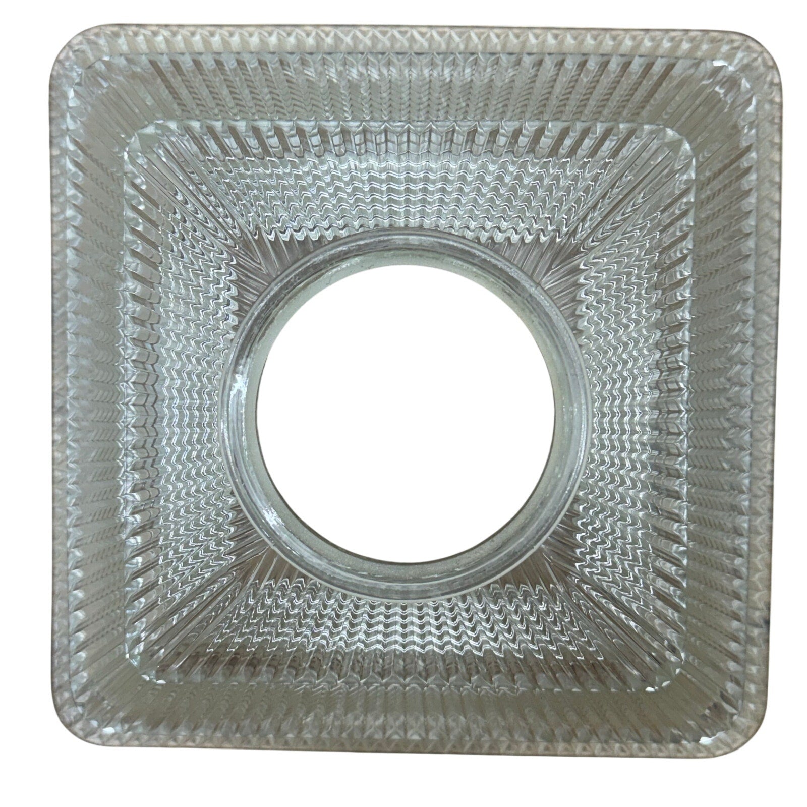 Vintage 70s Prismatic Glass Ceiling Light Shade Square Pyramid Ribbed
