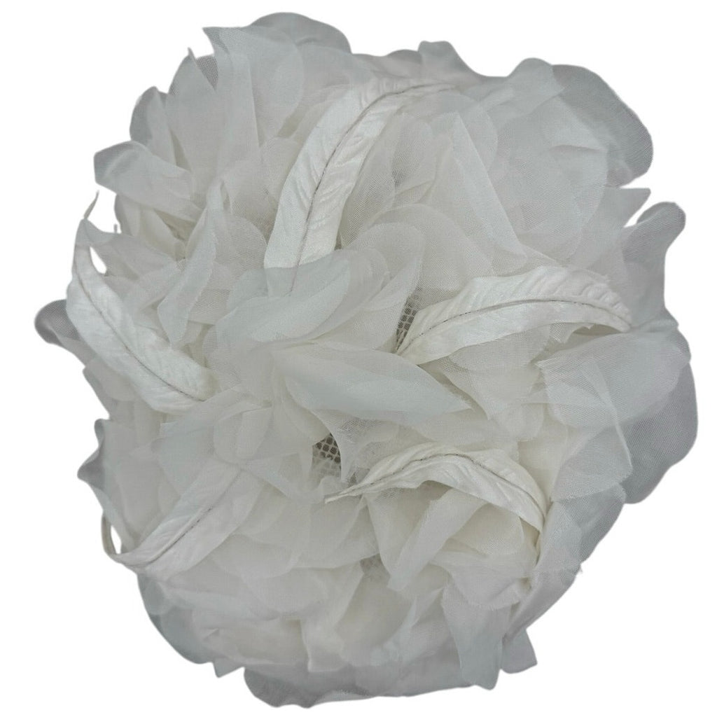Vintage 50s White Chiffon Floral Brim Hat Union Label Formal