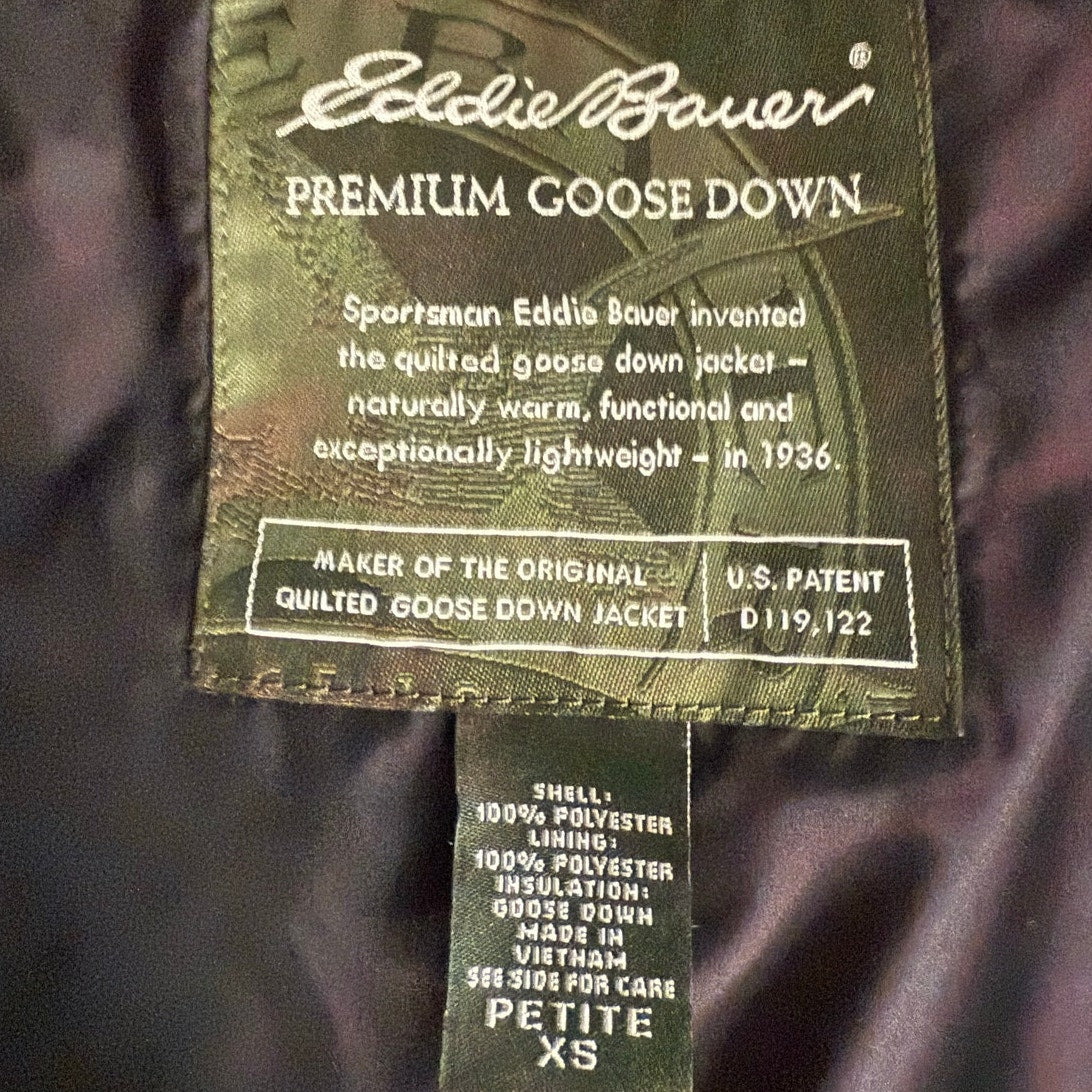 Vintage 90s Eddie Bauer Red Plaid Goose Down Puffer Vest Women’s XS Petite