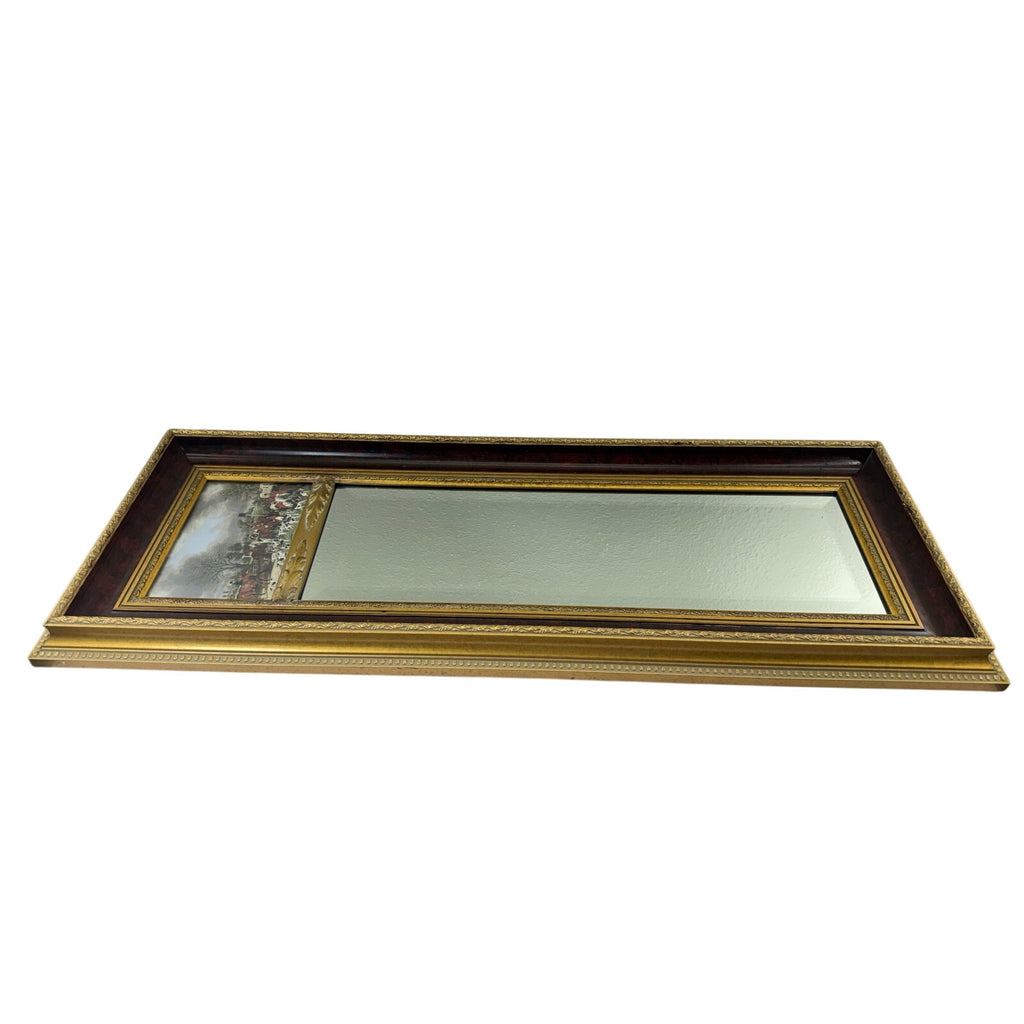 Vintage 90s Bombay Co Fox Hunt Wall Mirror 36” Gold Framed Hanging Vanity