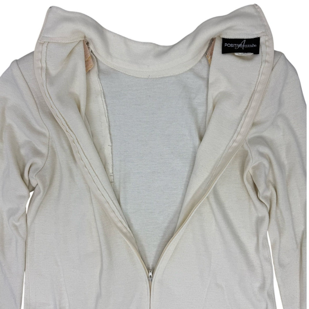 Vintage 80s Positive Attitude Ivory Sweater Dress Gold Anchor Buttons Medium