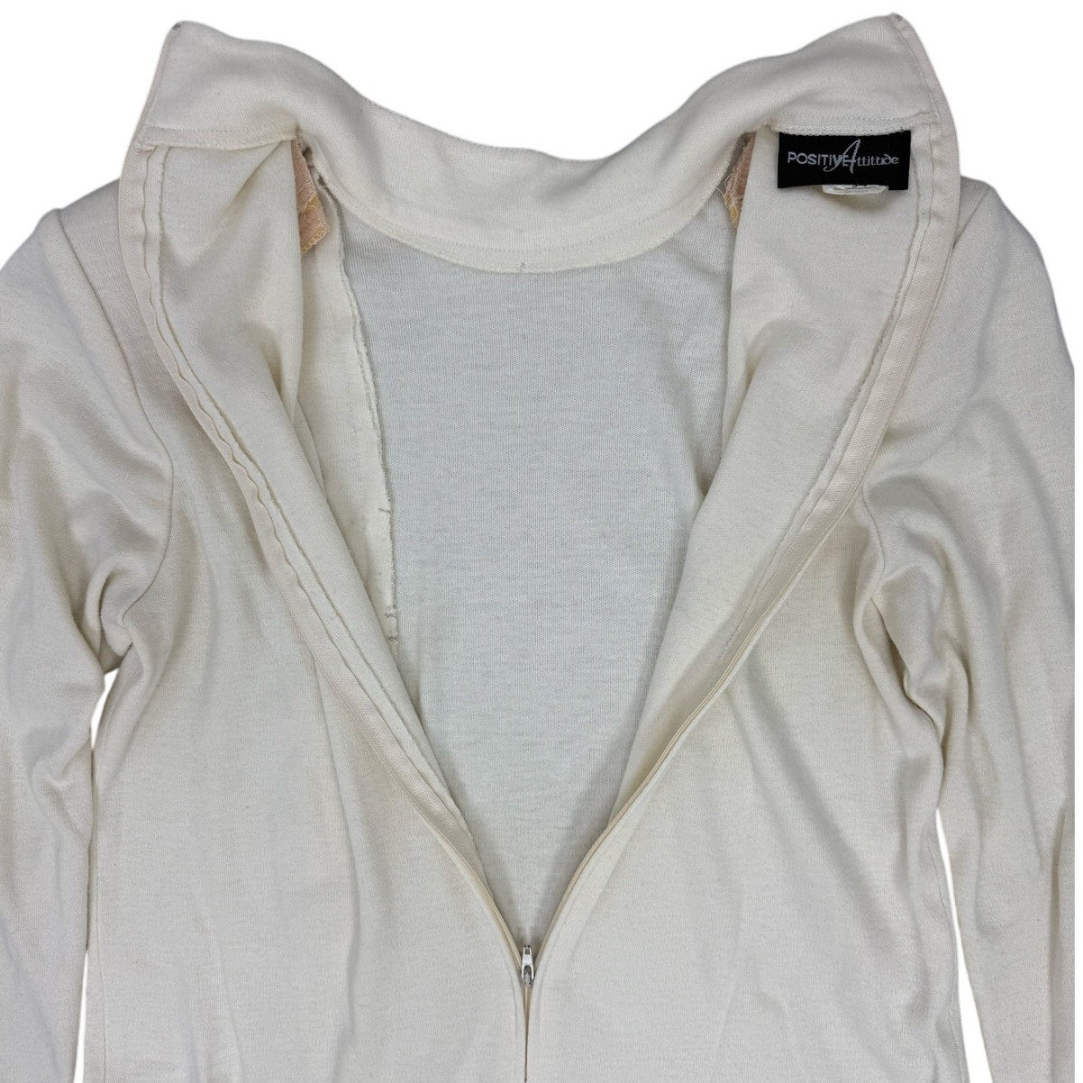 Vintage 80s Positive Attitude Ivory Sweater Dress Gold Anchor Buttons Medium