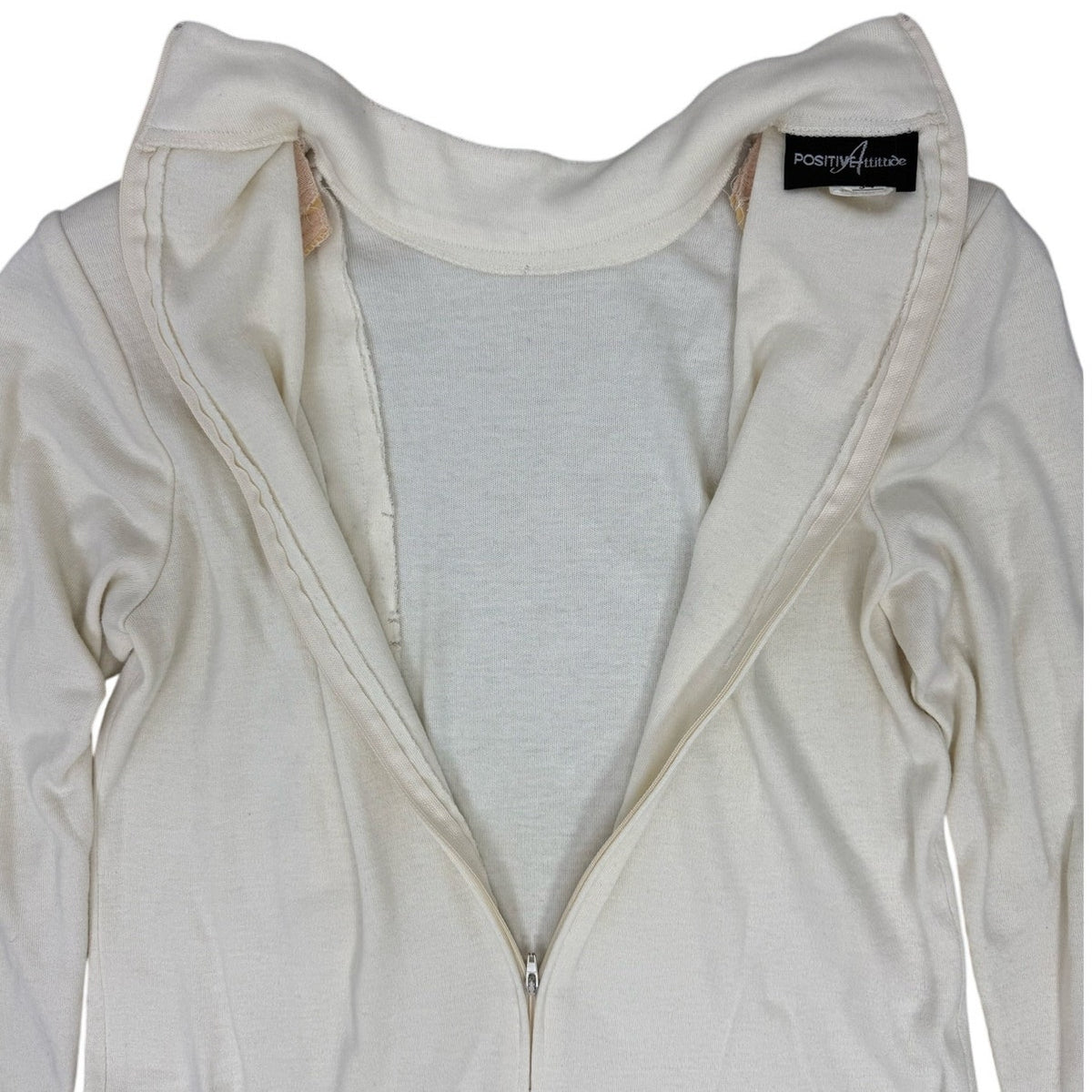 Vintage 80s Positive Attitude Ivory Sweater Dress Gold Anchor Buttons Medium