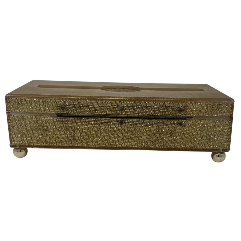 Vintage 70s Crossman Los Angeles Gold Sparkle Tissue Box Cover