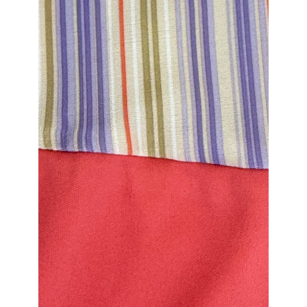 Vintage 70s Stripe Shirtwaist Mini Dress Peach Lavender Mod Polyester Women's M