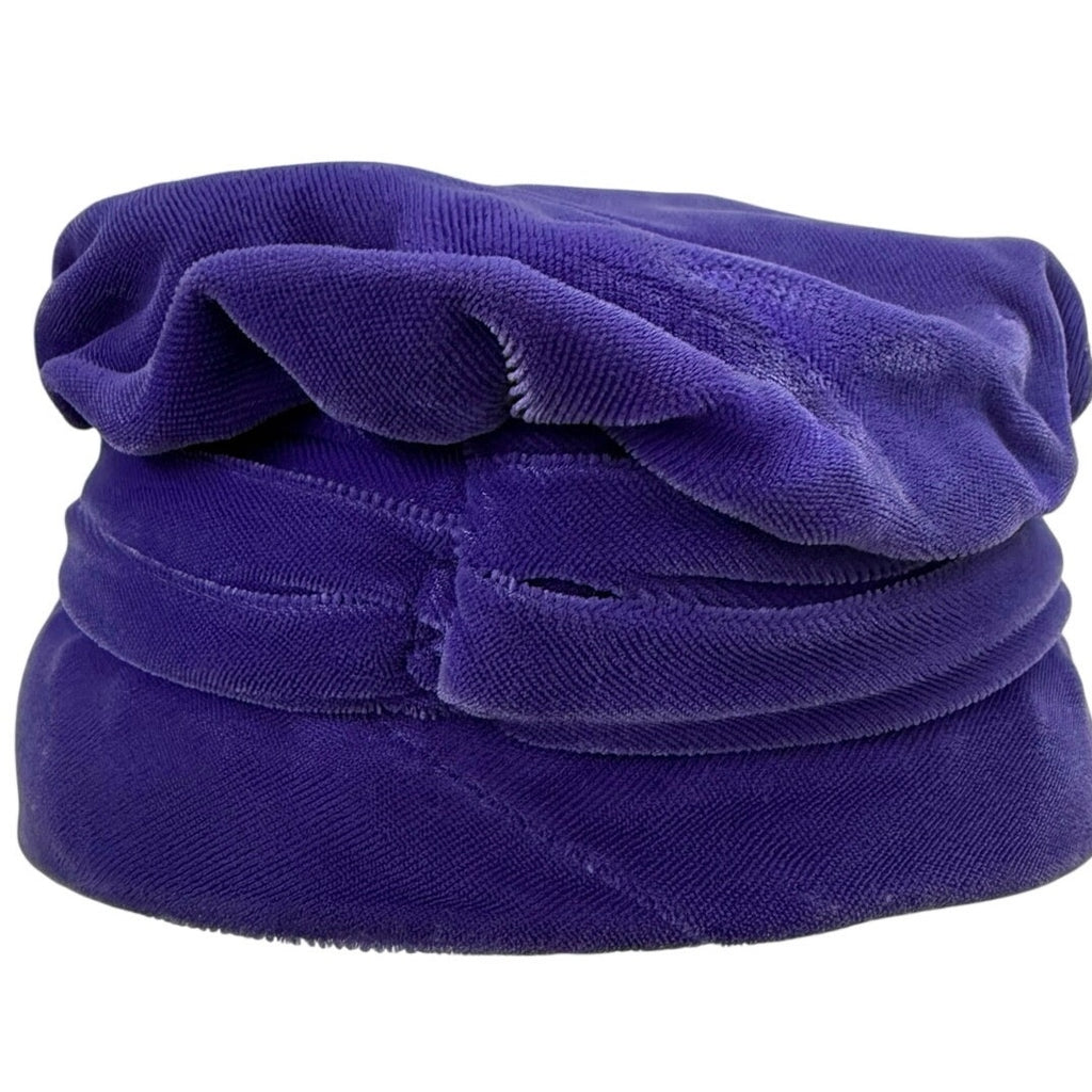 Vintage 1960s Purple Velveteen Hat Pleated Brim Cloche Style