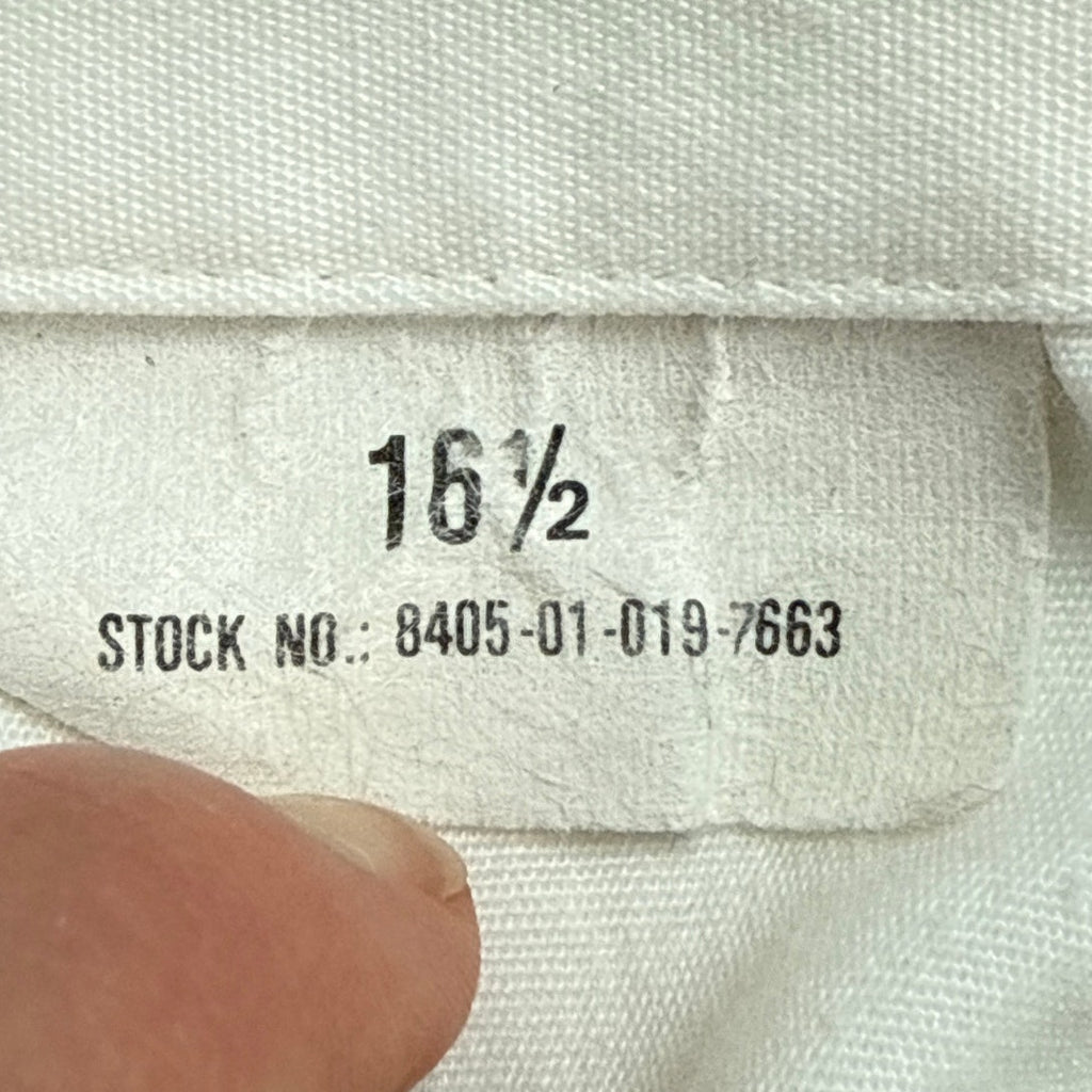 Vintage 1980s US Navy White Uniform Shirt Petty Officer 2nd Class 16.5