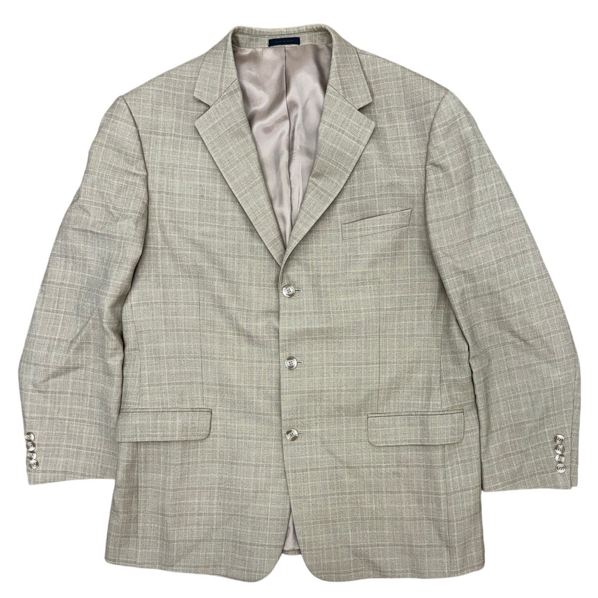 Vintage 90s Oleg Cassini Tan Check Wool Blend Sport Coat Blazer Men's 46R