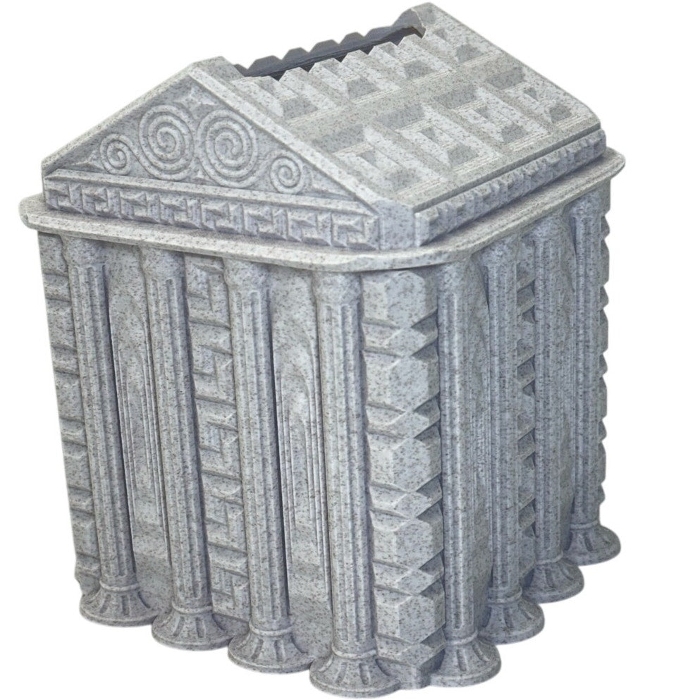 Greek Temple Tissue Box Cover Holder Resin Decorative Square Gray Removable Lid
