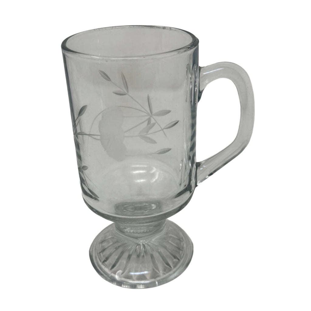 Vintage 90s Princess House Heritage Irish Etched Crystal Glass Coffee Mugs Set 2