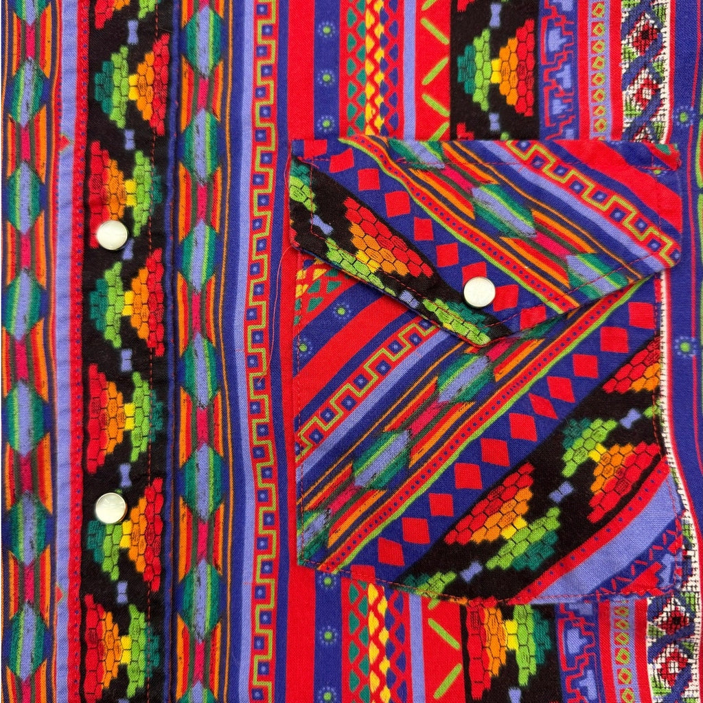 Vintage 80s Road Runner Southwestern Long Sleeve Button Down Shirt Men's Large