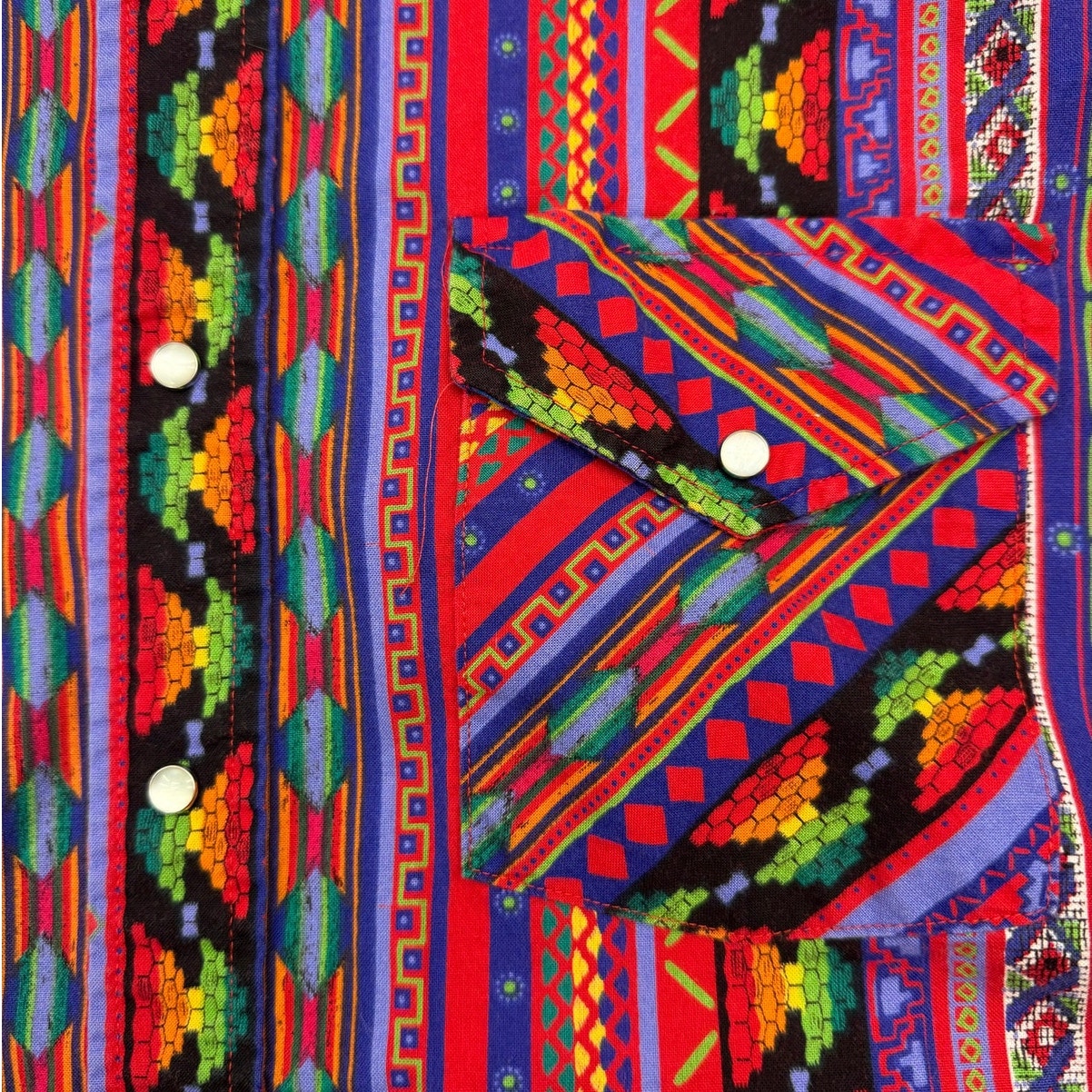Vintage 80s Road Runner Southwestern Long Sleeve Button Down Shirt Men's Large