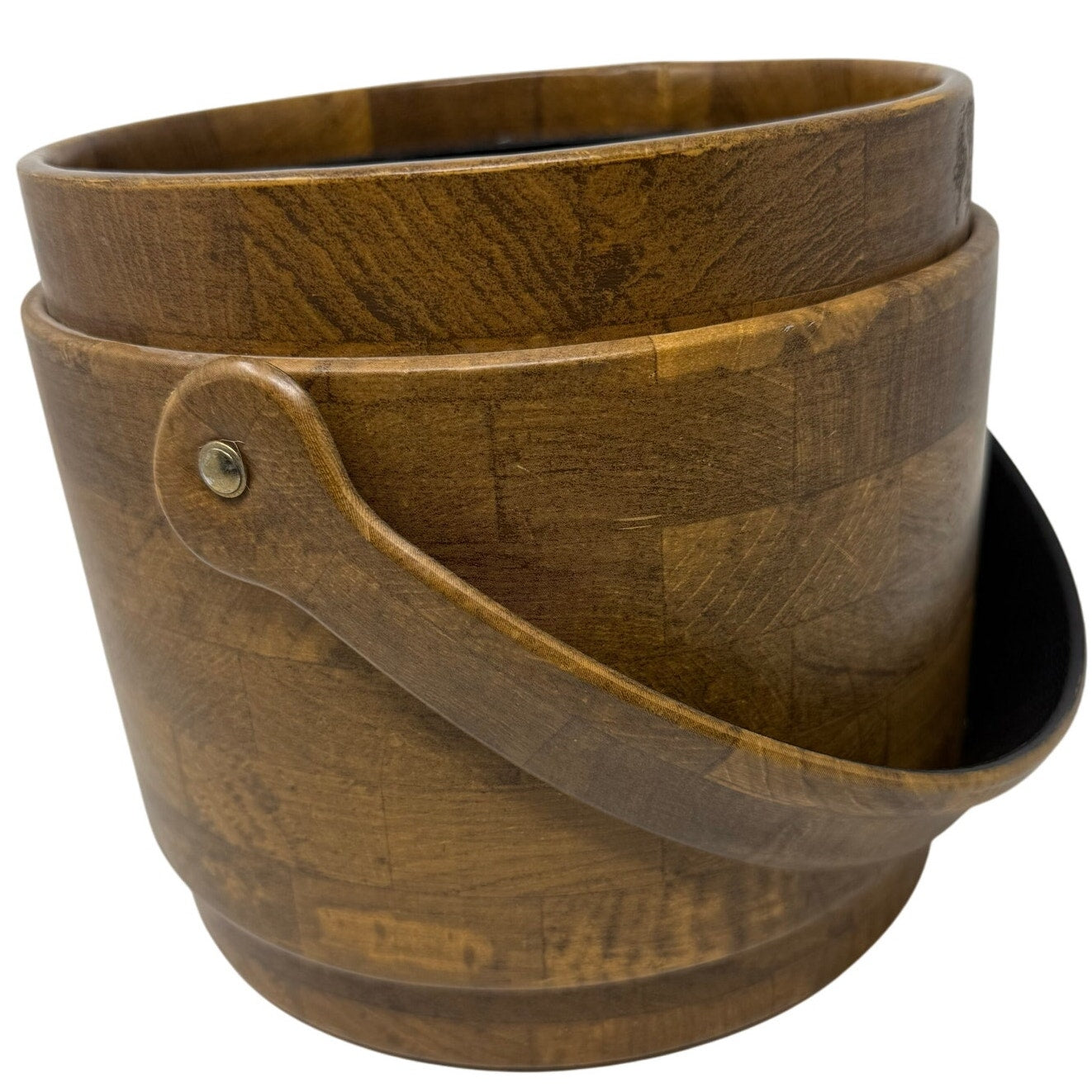 Vintage 60s Faux Wood Ice Bucket No Lid Mid Century Modern Made in USA