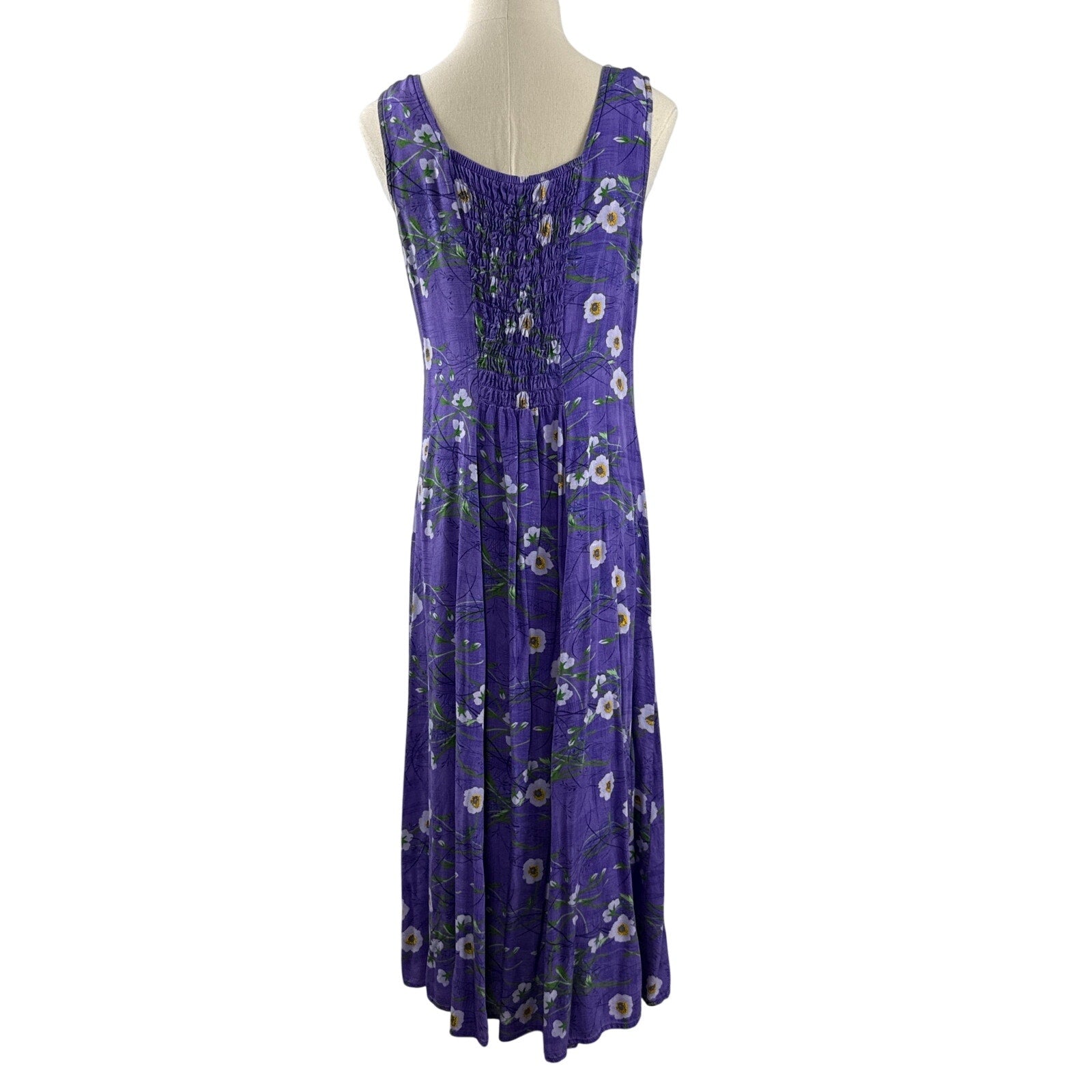 Vintage 90s BFA Classics Purple Rayon Button Front Midi Dress Womens Small