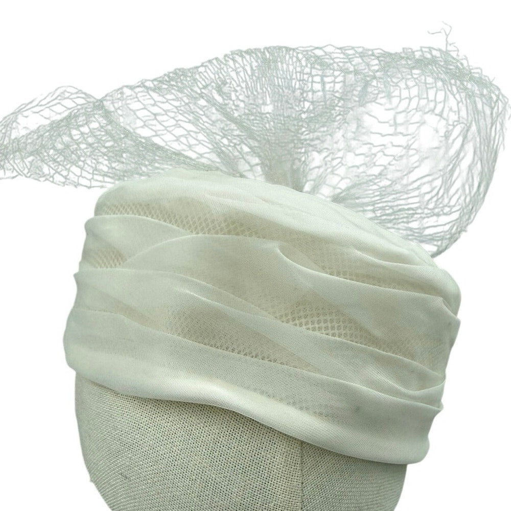 Vintage 1960s White Pillbox Hat Veil Union Label Wedding Formal