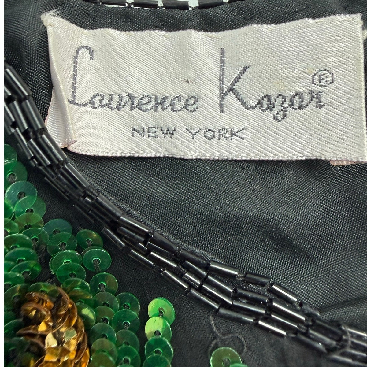 Vintage 80s Laurence Kazar PXL Silk Beaded Sequin Floral Evening Blouse