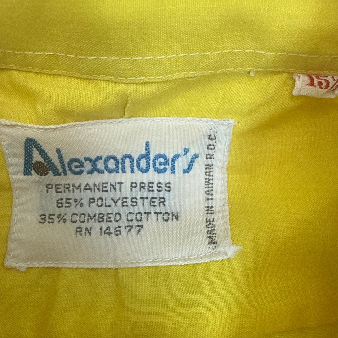 Vintage 70s Alexanders Yellow Short Sleeve Point Collar Shirt Men's Medium