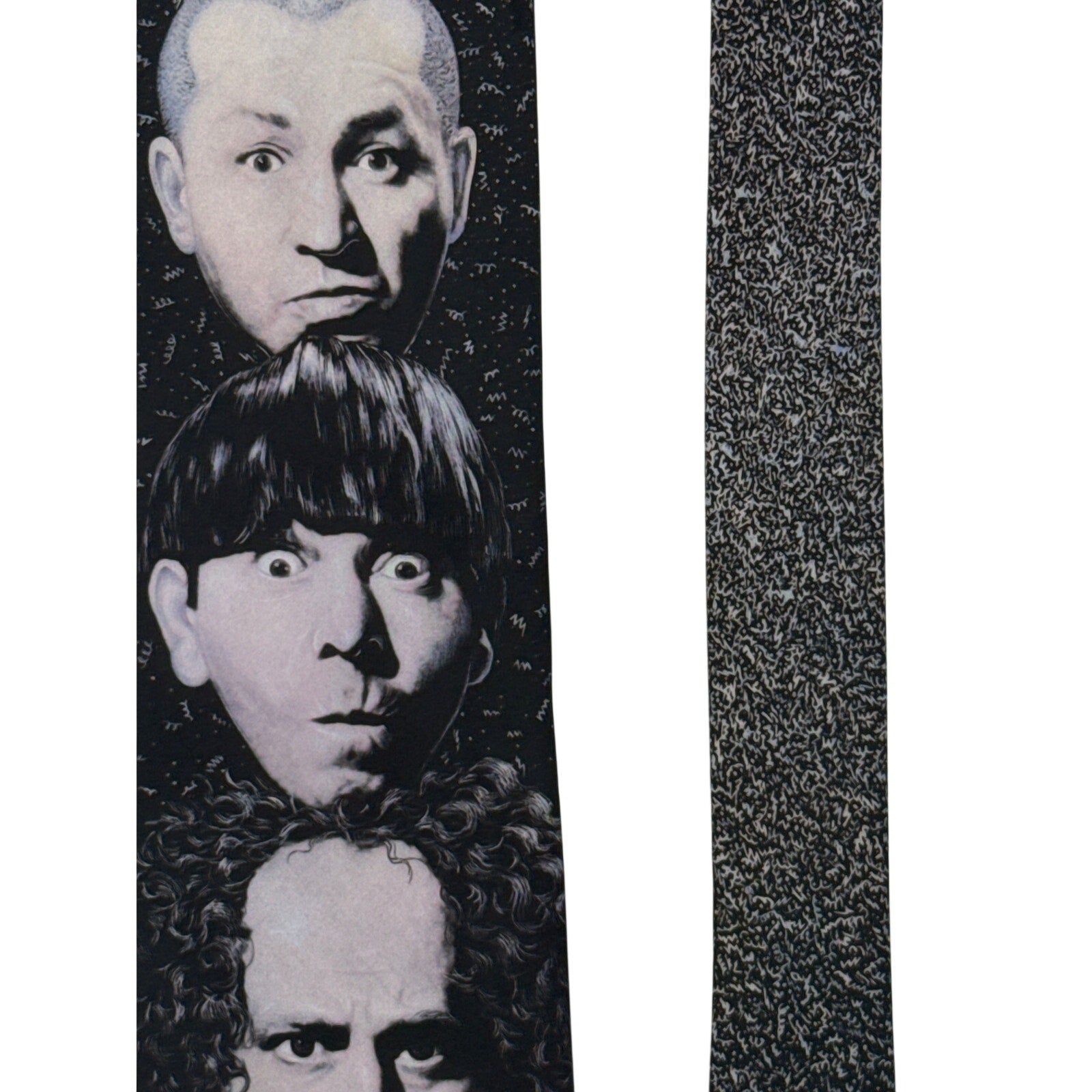 Vintage 90s Ralph Marlin Three Stooges Designer Necktie 57.5" x 3.5" Black Gray