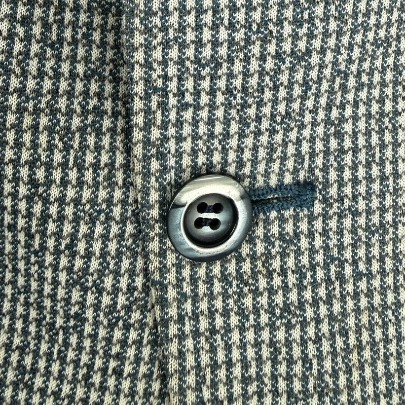 Vintage 1970s Men's Blue Gray Houndstooth Polyester Blazer Jacket 40
