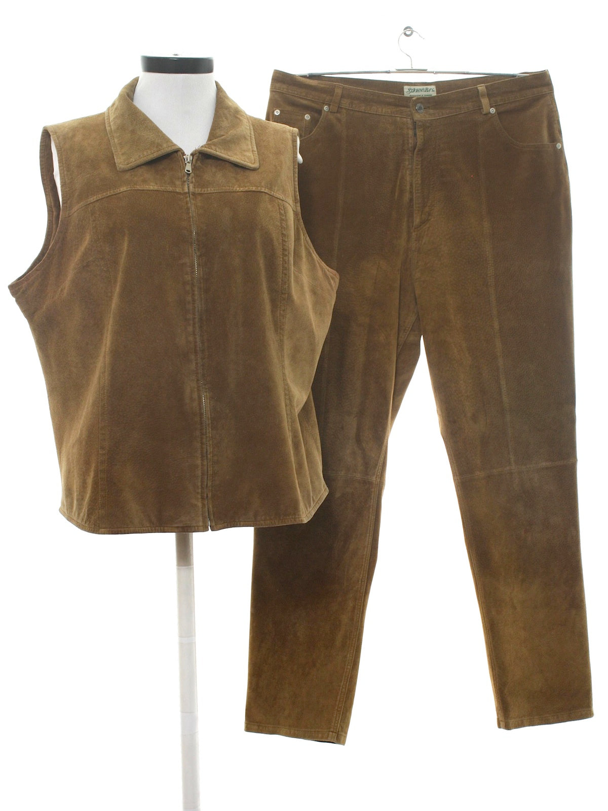 Womens Suede Leather Pant Suit