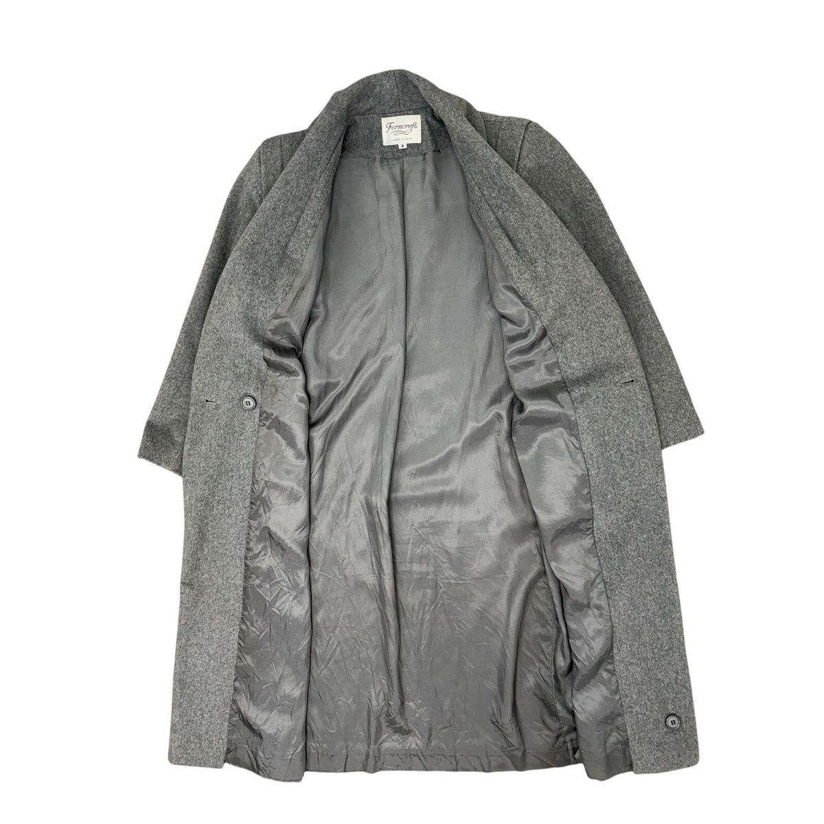 Vintage 80s Women's 2 Ferncroft Gray Wool Cashmere Blend Long Coat USA Made