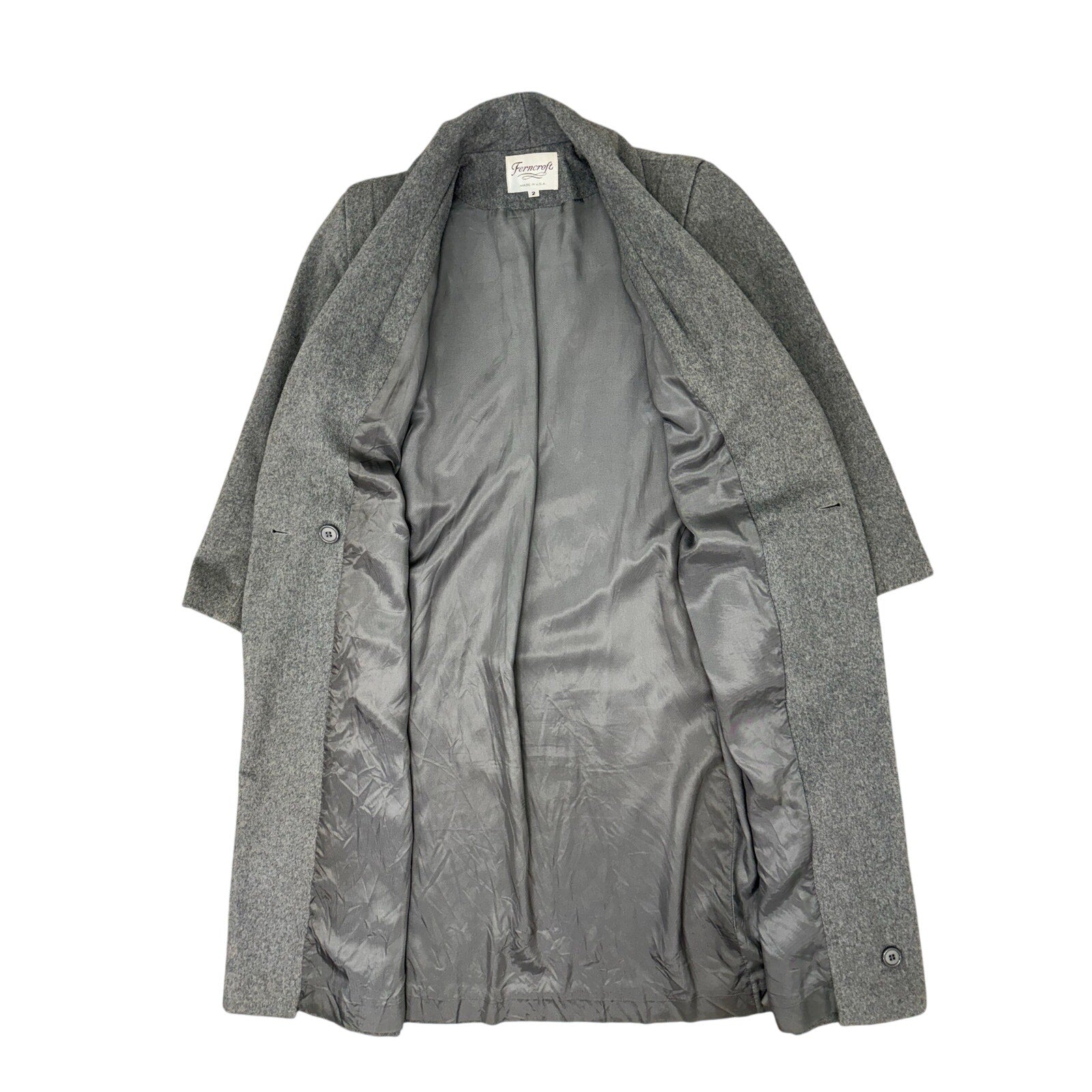 Vintage 80s Women's 2 Ferncroft Gray Wool Cashmere Blend Long Coat USA Made